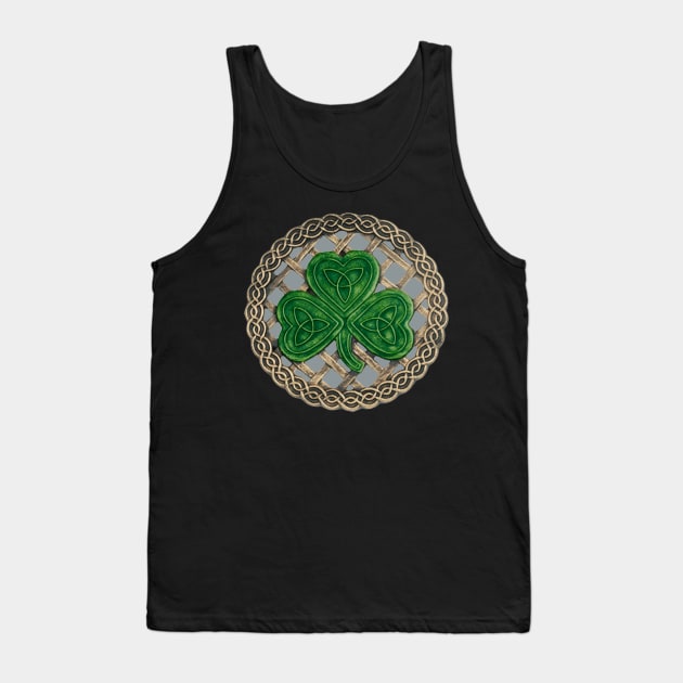 St Patrick's Day Celtic Knot Shamrock Gray Background Tank Top by Atteestude